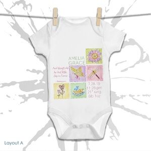 Personalized Newborn Onesie: Hand-Painted Whimsical Design